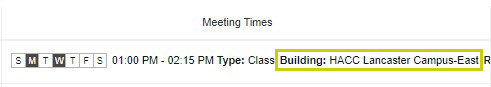 On Campus Class Schedule Screenshot